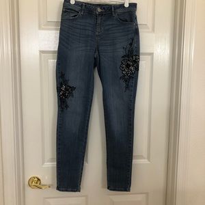 Simply Vera VeraWang Skinny Floral Applique Jeans